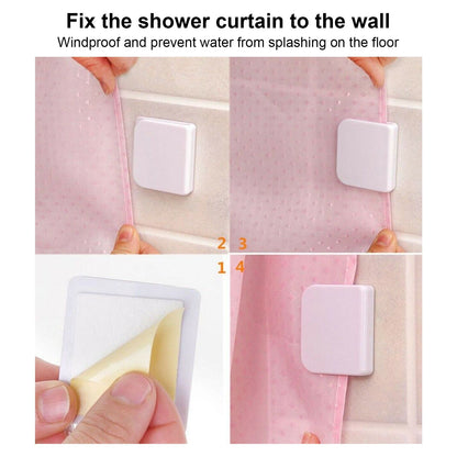 6Pcs/Set Shower Splash Curtain Clips White Self Adhesive 4.5x5cm for Home Bathroom Bedroom Living Room Kitchen V1294-YM0523-3112210122511