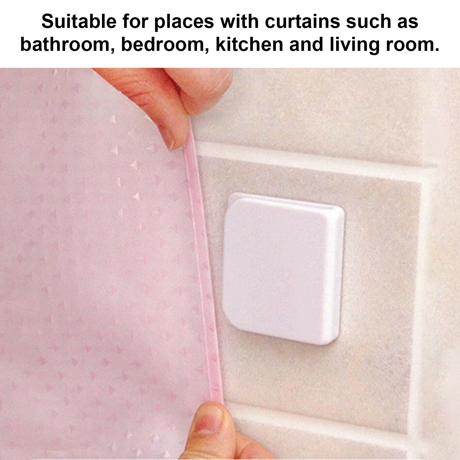 6Pcs/Set Shower Splash Curtain Clips White Self Adhesive 4.5x5cm for Home Bathroom Bedroom Living Room Kitchen V1294-YM0523-3112210122511