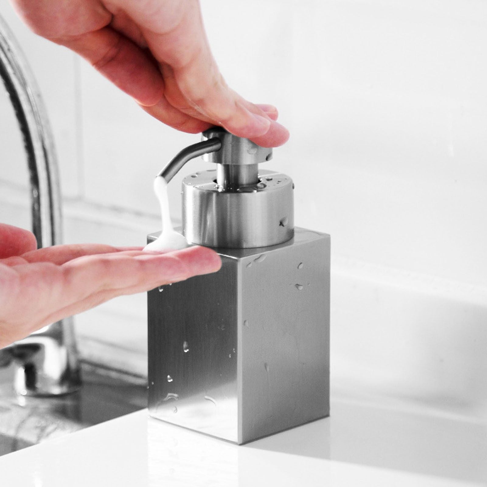 Foaming Soap Dispenser Stainless Steel Shower Gel Shampoo Dispenser with PP Pump Head for Bathroom Kitchen V1294-YM0523-3112220000311