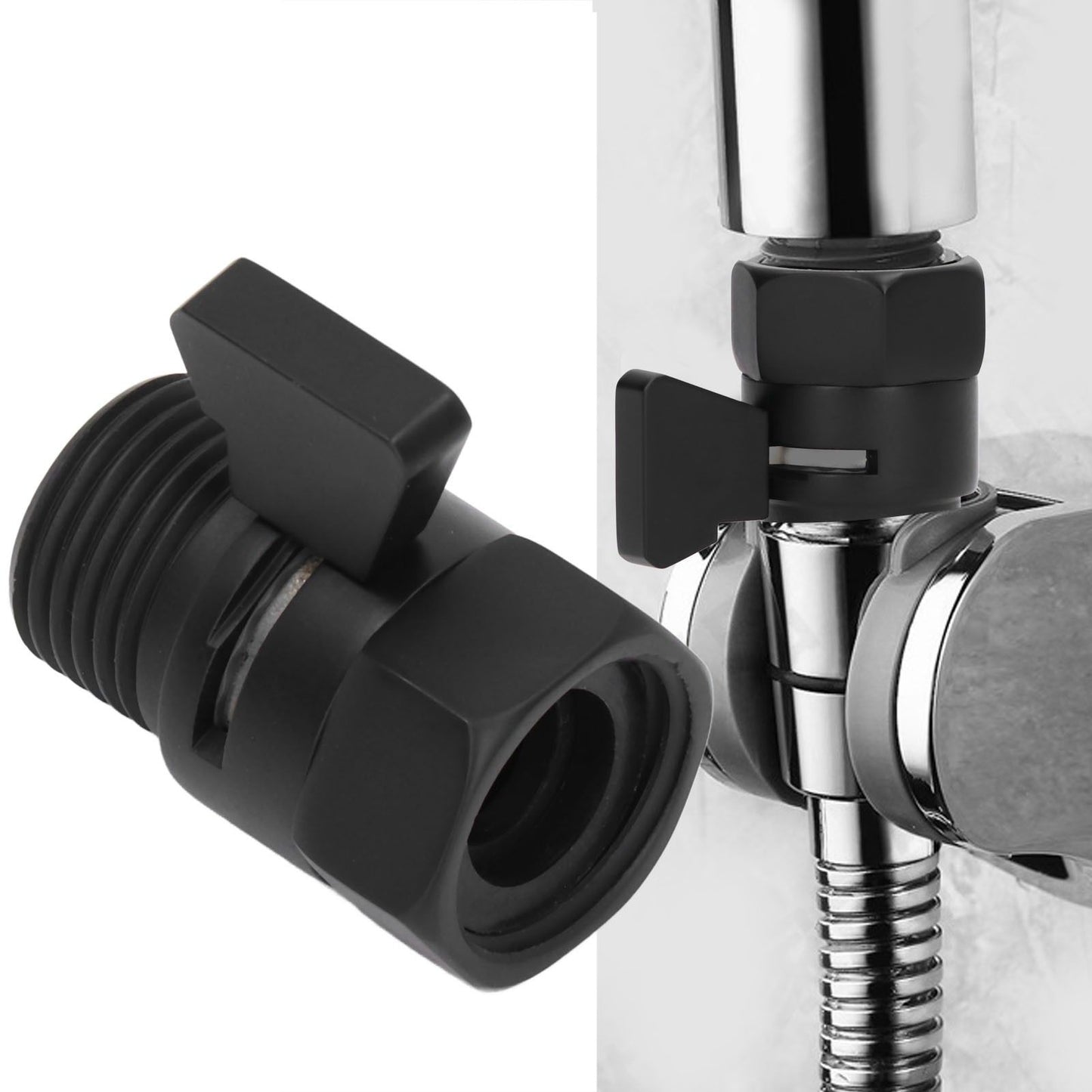 G1/2 Shut Off Valve Brass Water Control Valve Black Shower Head Sprayer Valve for Household Bathroom V1294-YM0523-3112220002411