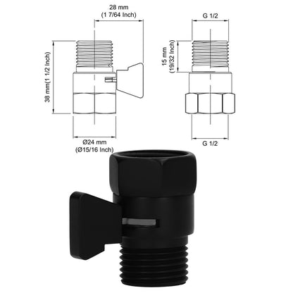 G1/2 Shut Off Valve Brass Water Control Valve Black Shower Head Sprayer Valve for Household Bathroom V1294-YM0523-3112220002411