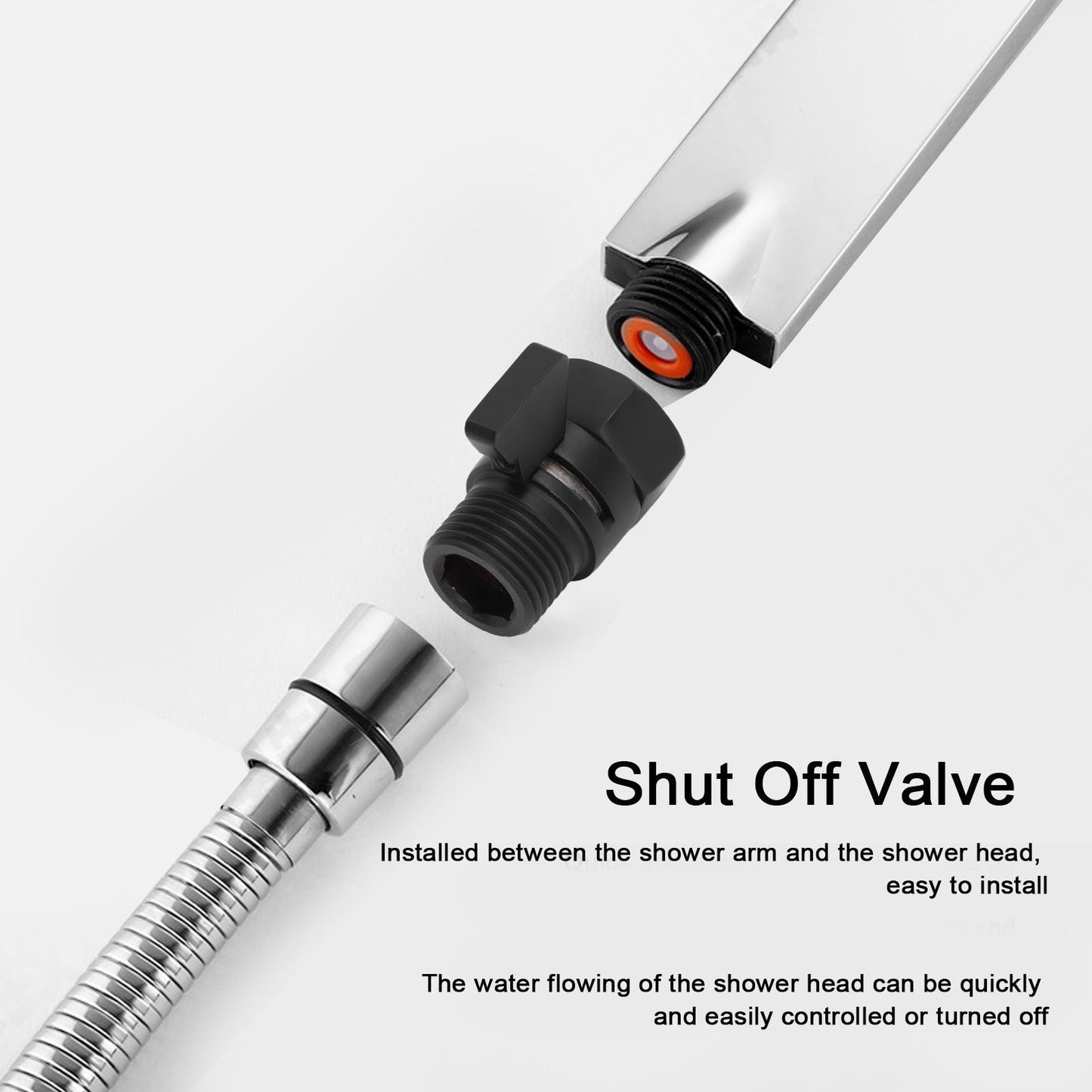 G1/2 Shut Off Valve Brass Water Control Valve Black Shower Head Sprayer Valve for Household Bathroom V1294-YM0523-3112220002411