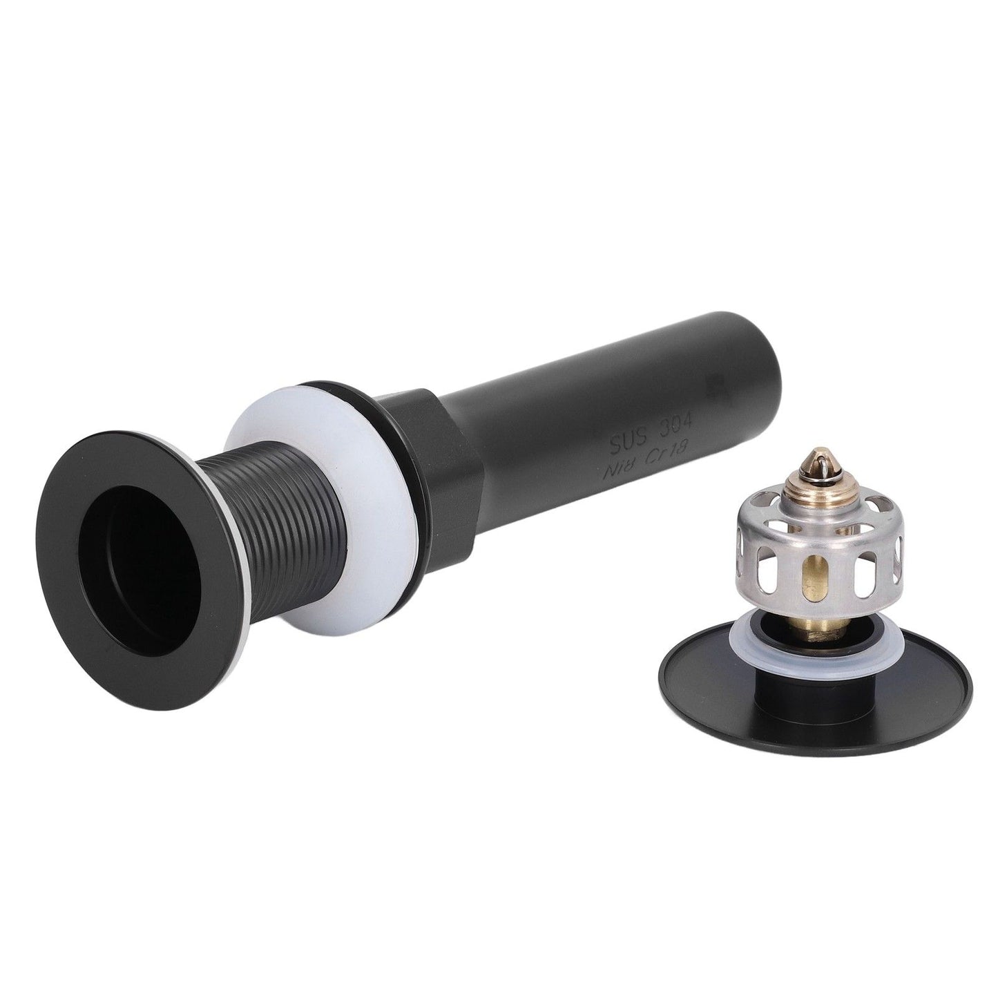 Round Popup Sink Drain Copper Stainless Steel Drain Stopper with Filter Basket Bathroom Accessory for V1294-YM0523-3112220002611