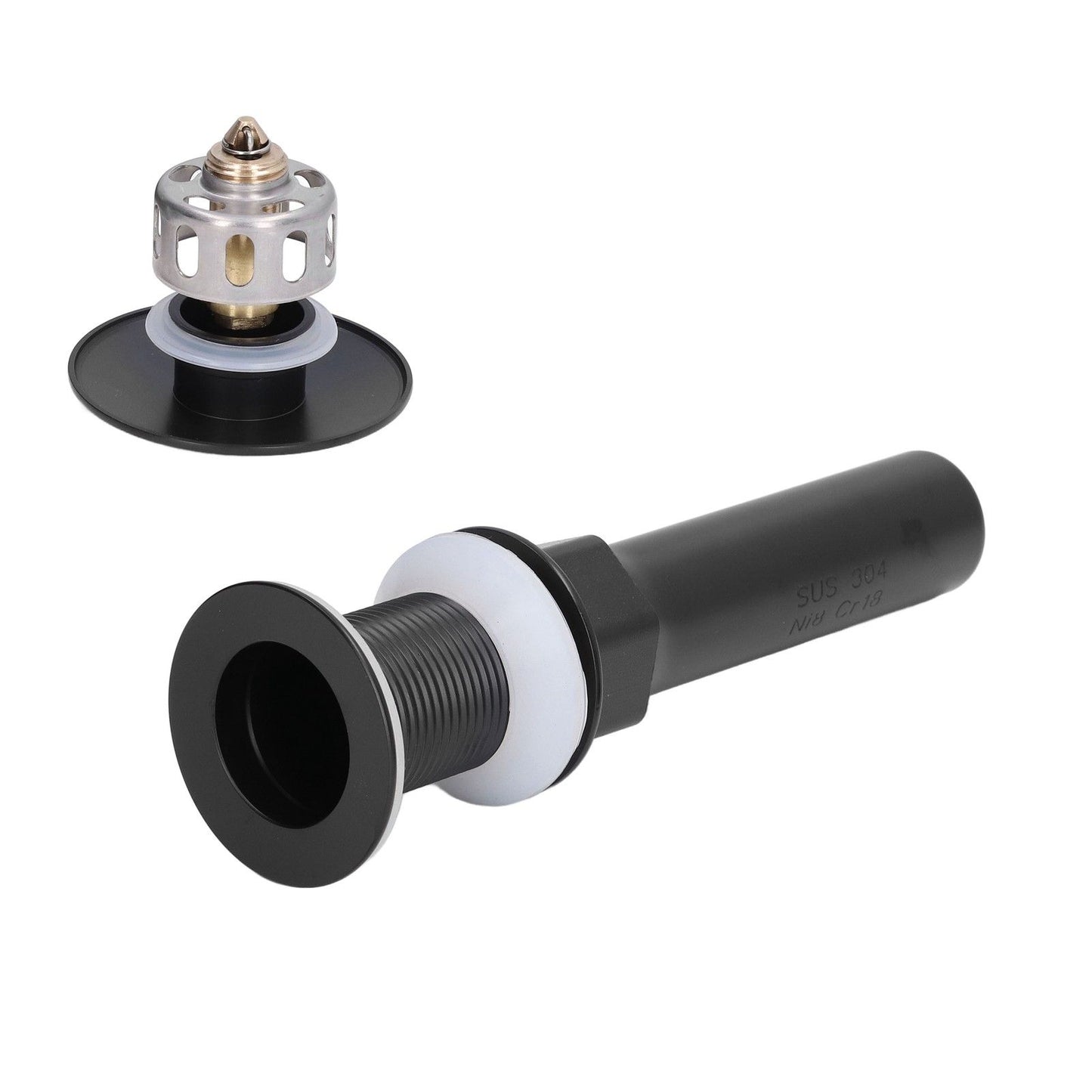 Round Popup Sink Drain Copper Stainless Steel Drain Stopper with Filter Basket Bathroom Accessory for V1294-YM0523-3112220002611