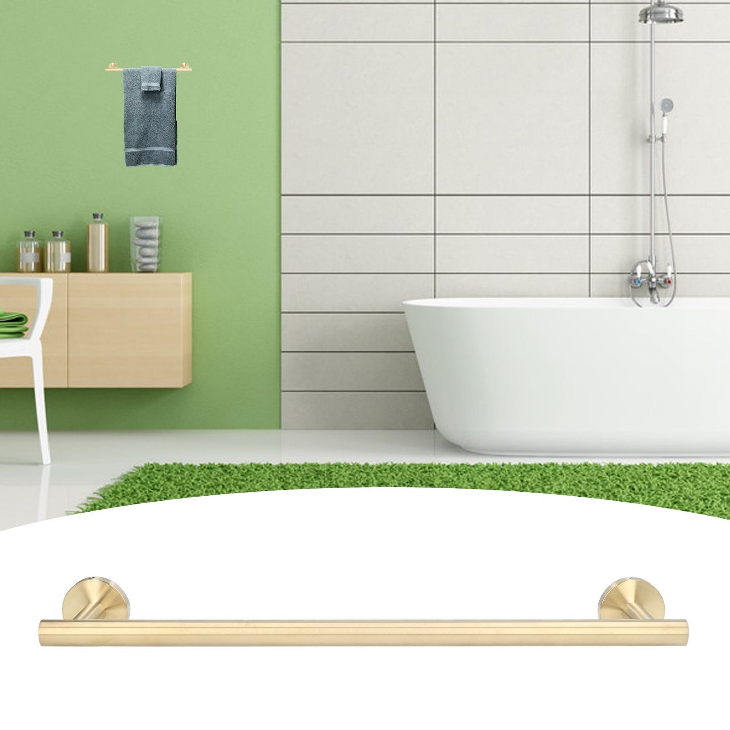 Gold Towel Bar Approx 17.7in 304 Stainless Steel 11lbs Maximum Load Rustproof Corrosion Resistant Bathroom V1294-YM0523-3112220002711