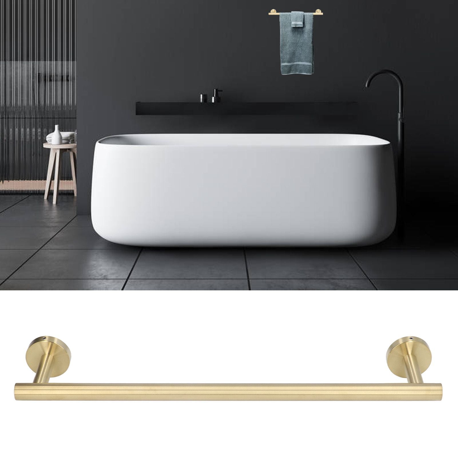 Gold Towel Bar Approx 17.7in 304 Stainless Steel 11lbs Maximum Load Rustproof Corrosion Resistant Bathroom V1294-YM0523-3112220002711