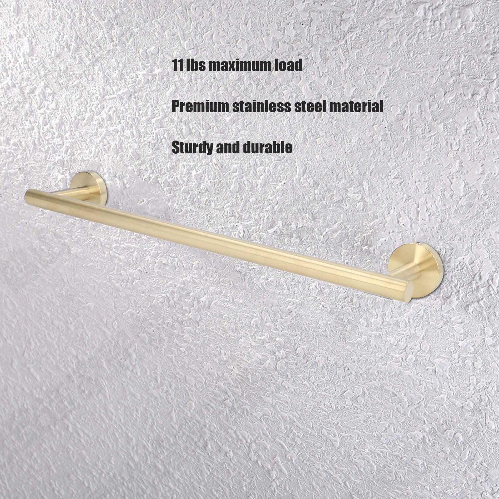 Gold Towel Bar Approx 17.7in 304 Stainless Steel 11lbs Maximum Load Rustproof Corrosion Resistant Bathroom V1294-YM0523-3112220002711