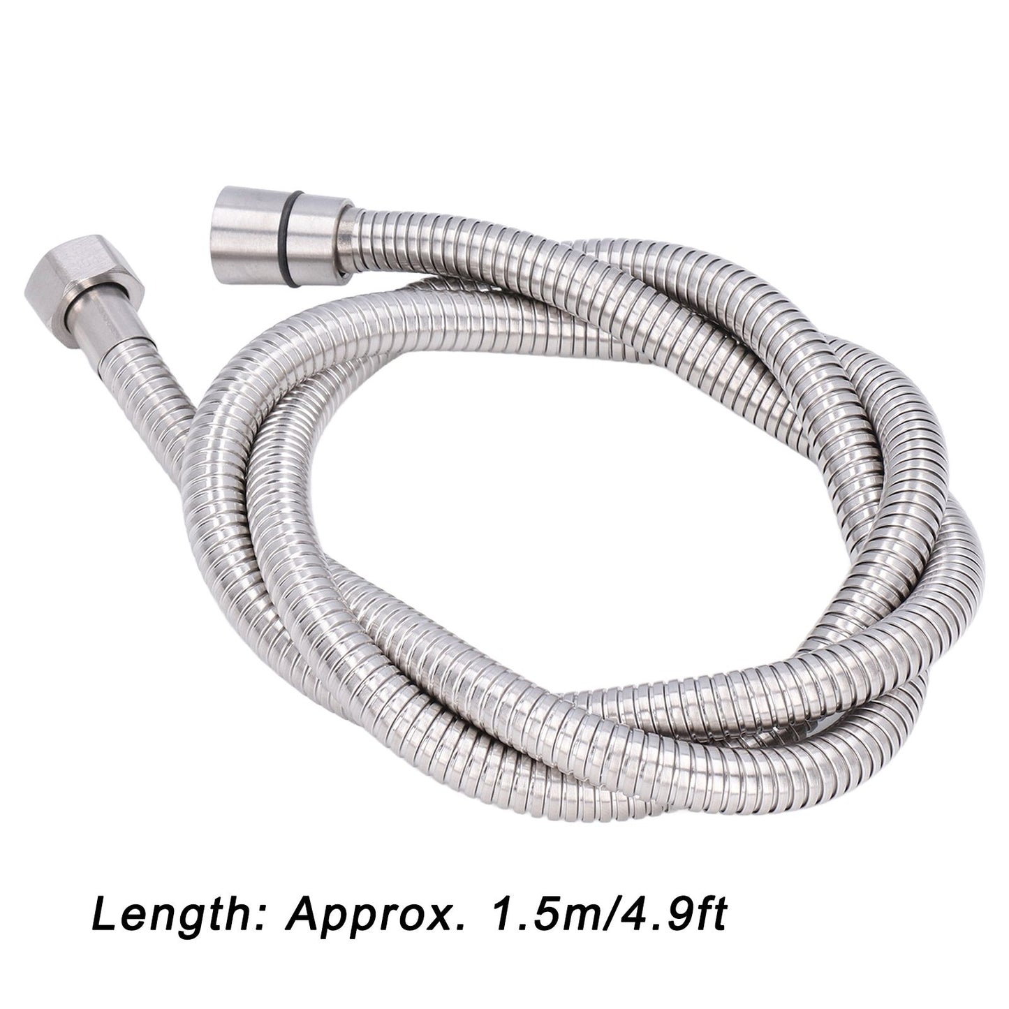 Stainless Steel Shower Hose Explosion Proof G1/2 Shower Head Hose for Bathroom Silver 1.5m/4.9ft V1294-YM0523-3112220003311