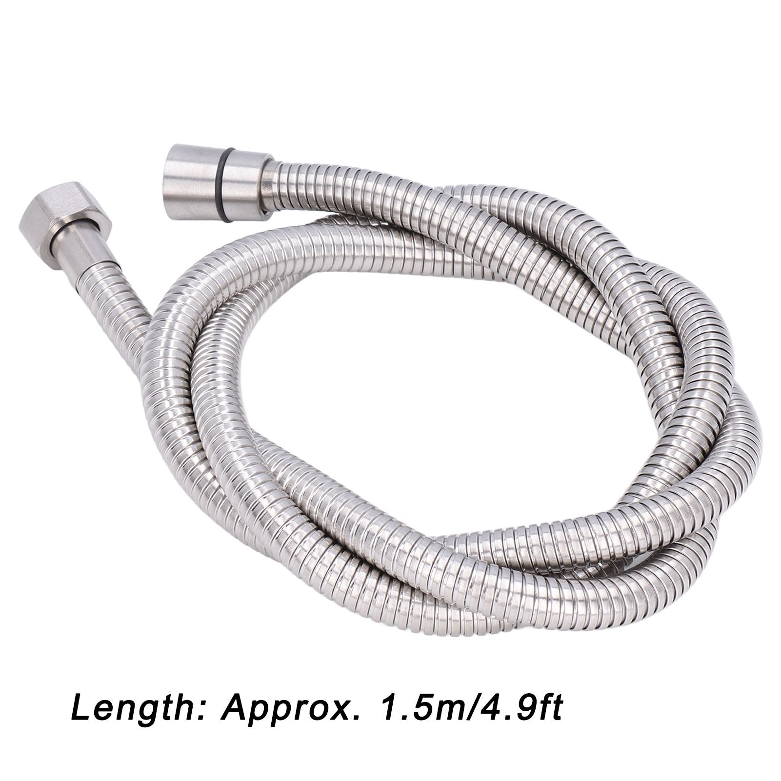 Stainless Steel Shower Hose Explosion Proof G1/2 Shower Head Hose for Bathroom Silver 1.5m/4.9ft V1294-YM0523-3112220003311