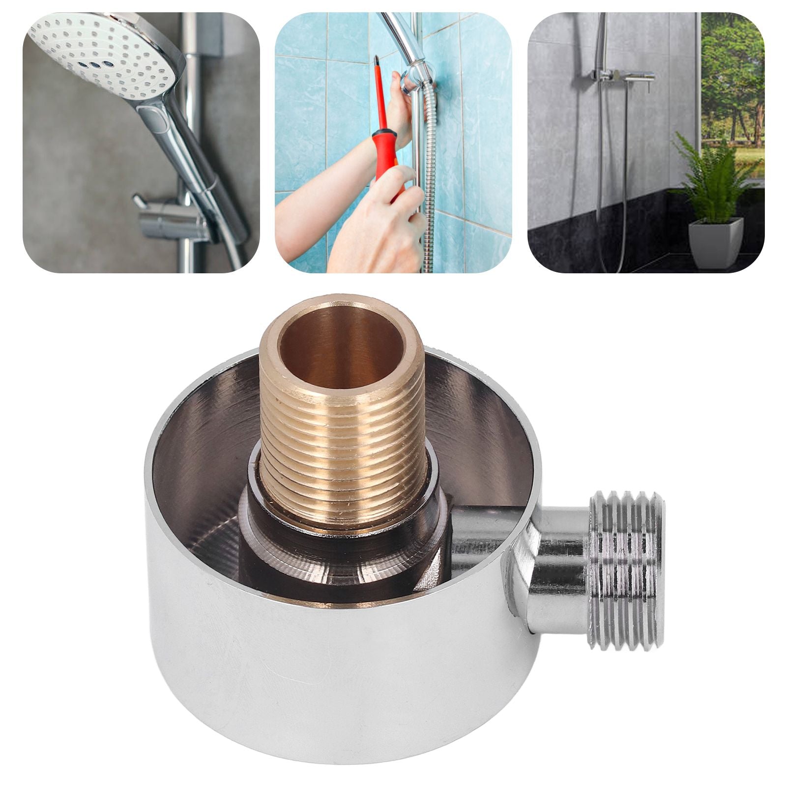 Shower Adapter Brass Construction Chrome Plated G1/2 Wall Mounted Easy Installation Round Shower Hose V1294-YM0523-3112220003711
