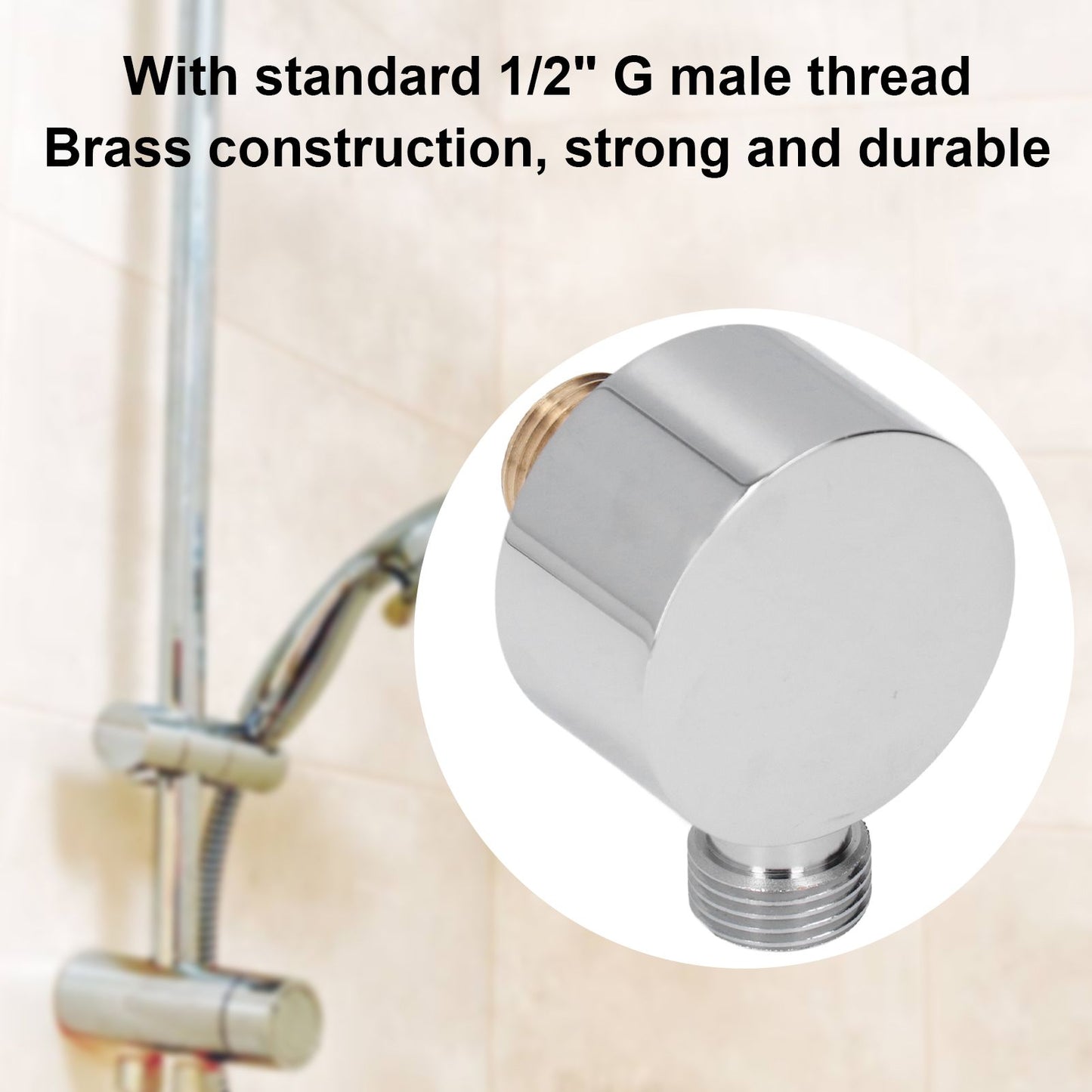 Shower Adapter Brass Construction Chrome Plated G1/2 Wall Mounted Easy Installation Round Shower Hose V1294-YM0523-3112220003711