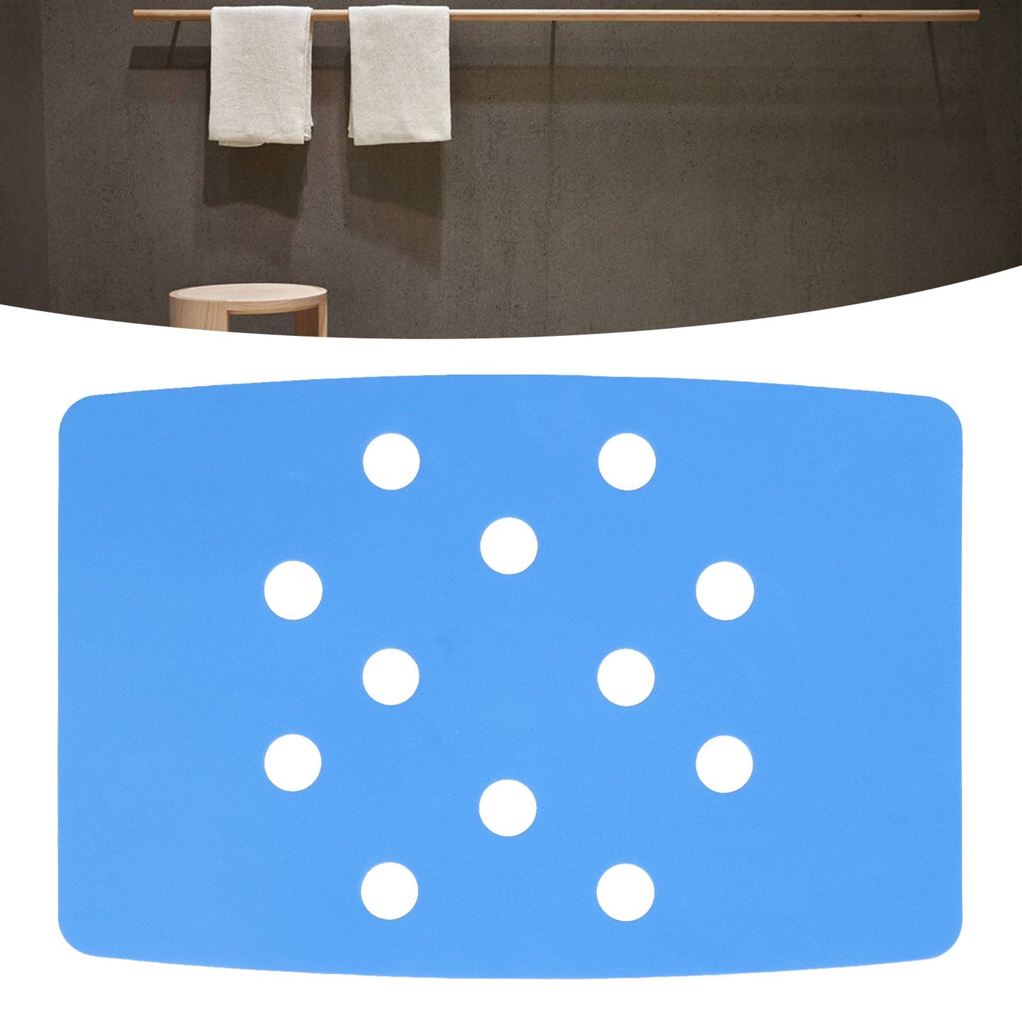 Shower Chair Cushion Paste Fixed Keep Warm EVA Blue Perforation Design Portable Shower Stool Cushion V1294-YM0523-3112220003811