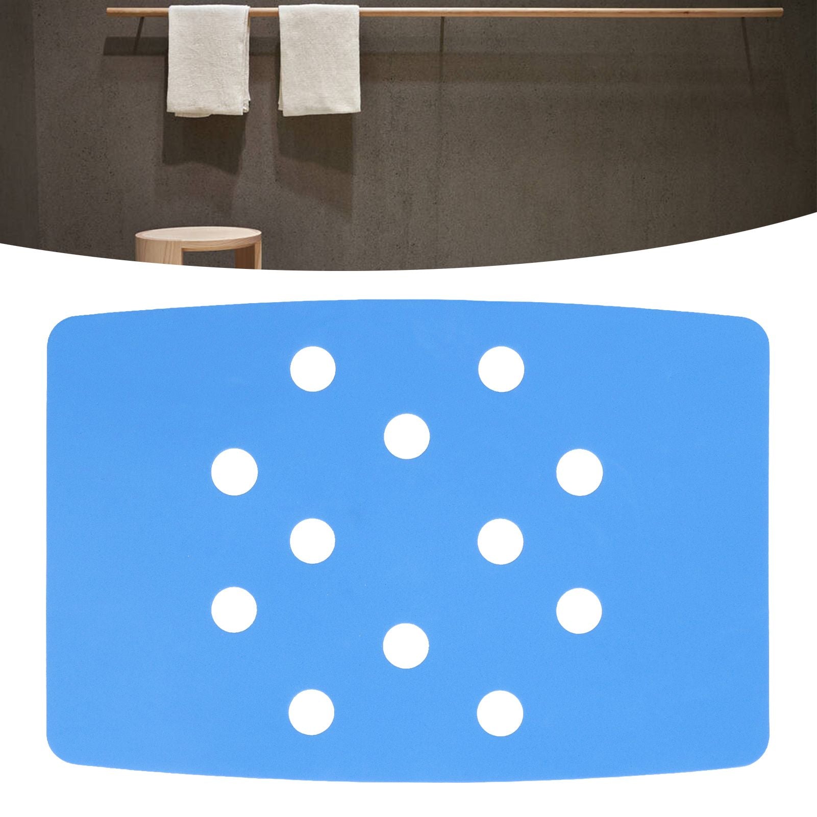 Shower Chair Cushion Paste Fixed Keep Warm EVA Blue Perforation Design Portable Shower Stool Cushion V1294-YM0523-3112220003811