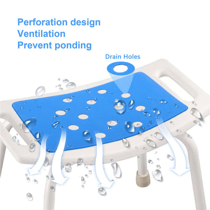 Shower Chair Cushion Paste Fixed Keep Warm EVA Blue Perforation Design Portable Shower Stool Cushion V1294-YM0523-3112220003811