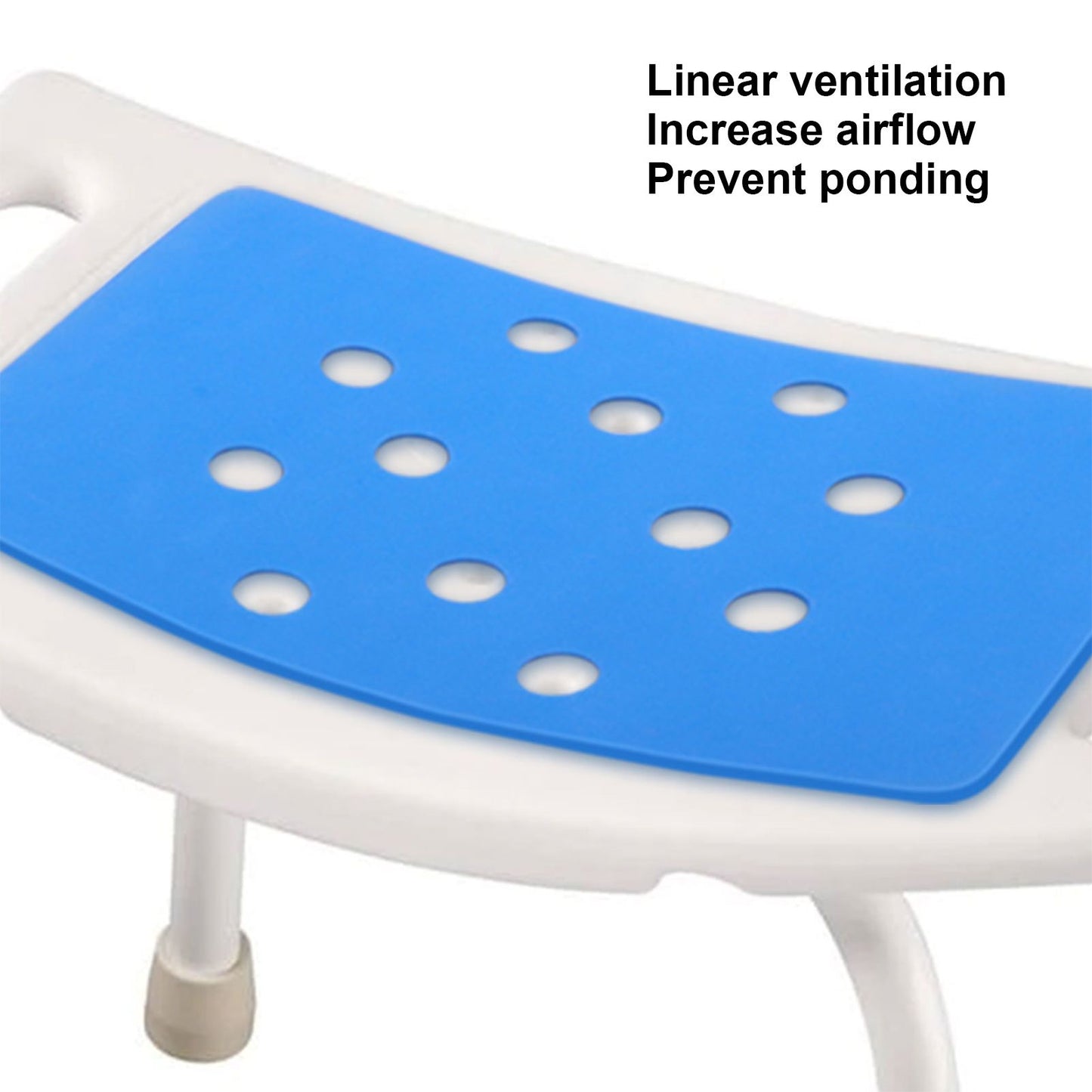 Shower Chair Cushion Paste Fixed Keep Warm EVA Blue Perforation Design Portable Shower Stool Cushion V1294-YM0523-3112220003811