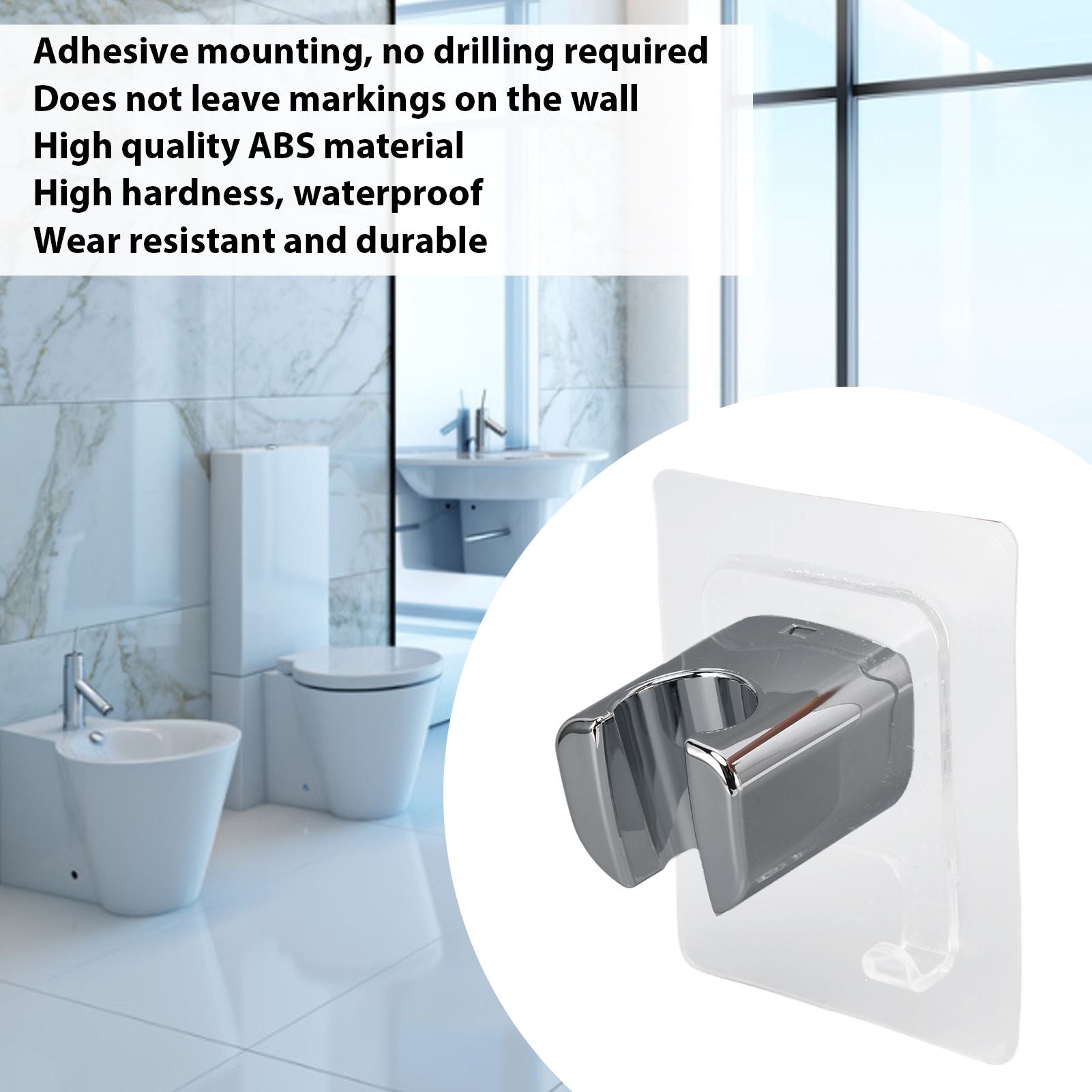 Shower Head Bracket Plastic Adhesive Nail Free Waterproof Bidet Sprayer Holder for Home Hotel Bathroom V1294-YM0523-3112220003911