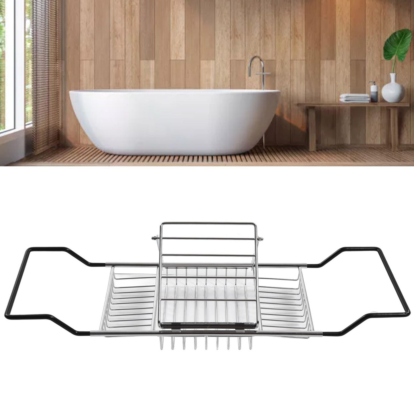 Metal Bathtub Rack Retractable Adjustable Removable Stand Bathroom Caddy Tray Rack for Hotels Bathrooms V1294-YM0523-3112220004511