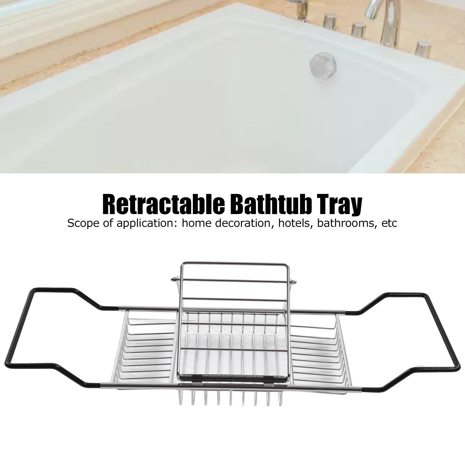Metal Bathtub Rack Retractable Adjustable Removable Stand Bathroom Caddy Tray Rack for Hotels Bathrooms V1294-YM0523-3112220004511