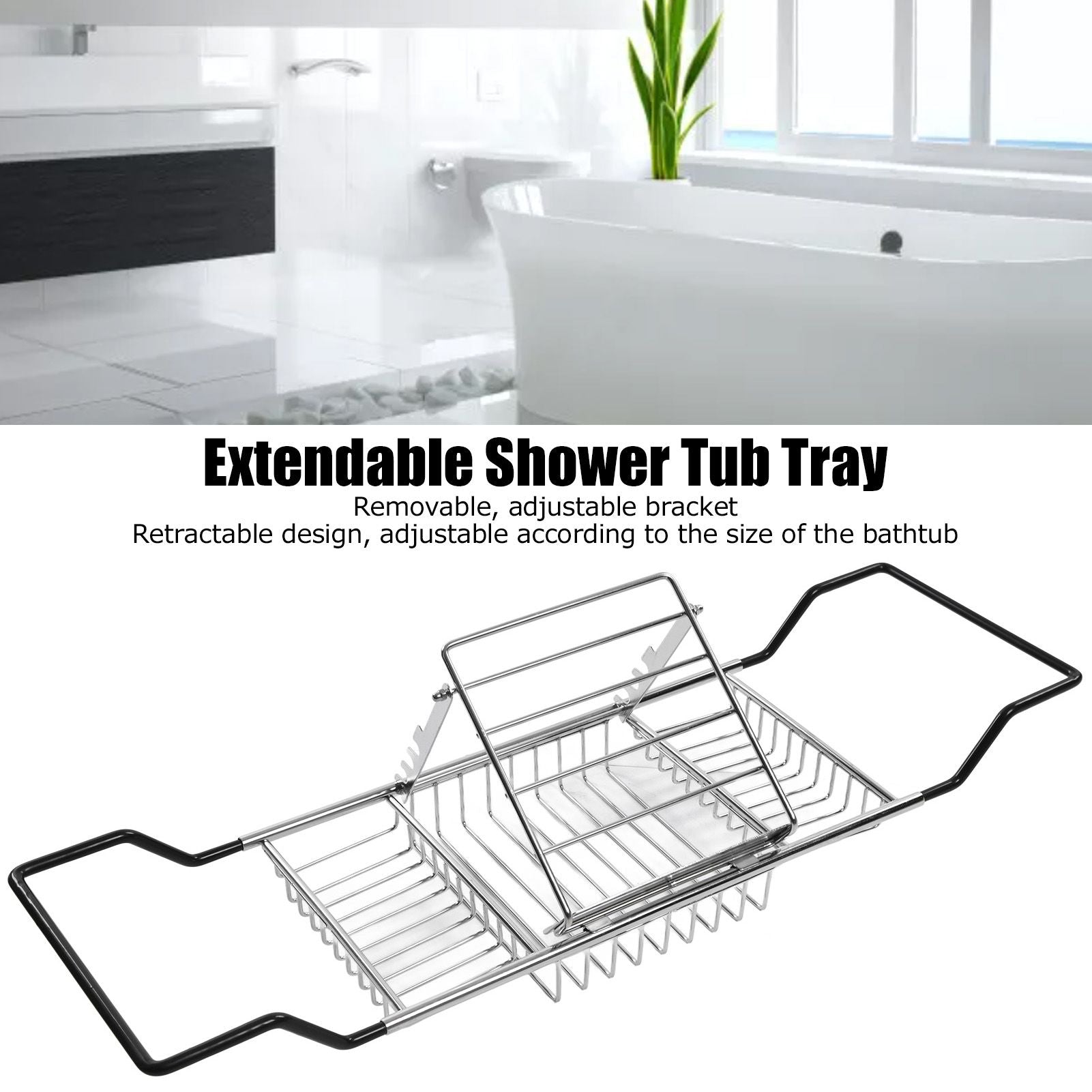 Metal Bathtub Rack Retractable Adjustable Removable Stand Bathroom Caddy Tray Rack for Hotels Bathrooms V1294-YM0523-3112220004511
