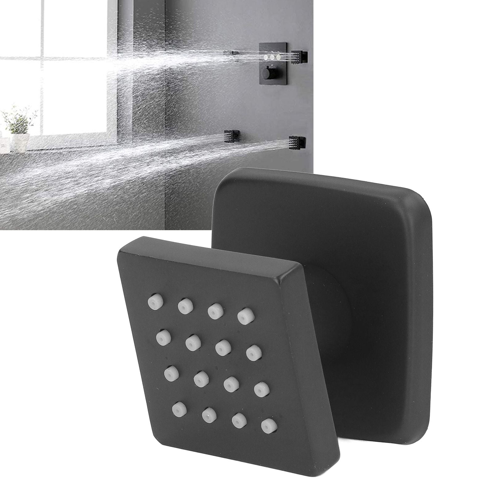 Body Spray Jets Quadrate 360 degrees Adjustable Massage Spa Side Sprayer 16 Orifices Wall Mounted Sprayer V1294-YM0523-3112220004611