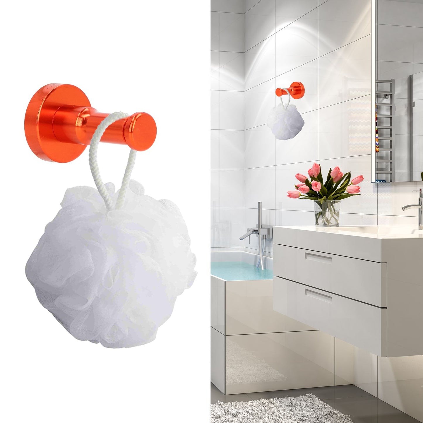 Retro Bathroom Hook Aluminum Towel Hook Heavy Duty Wall Coat Hanger for Balcony KitchenOrange V1294-YM0523-3112220005813