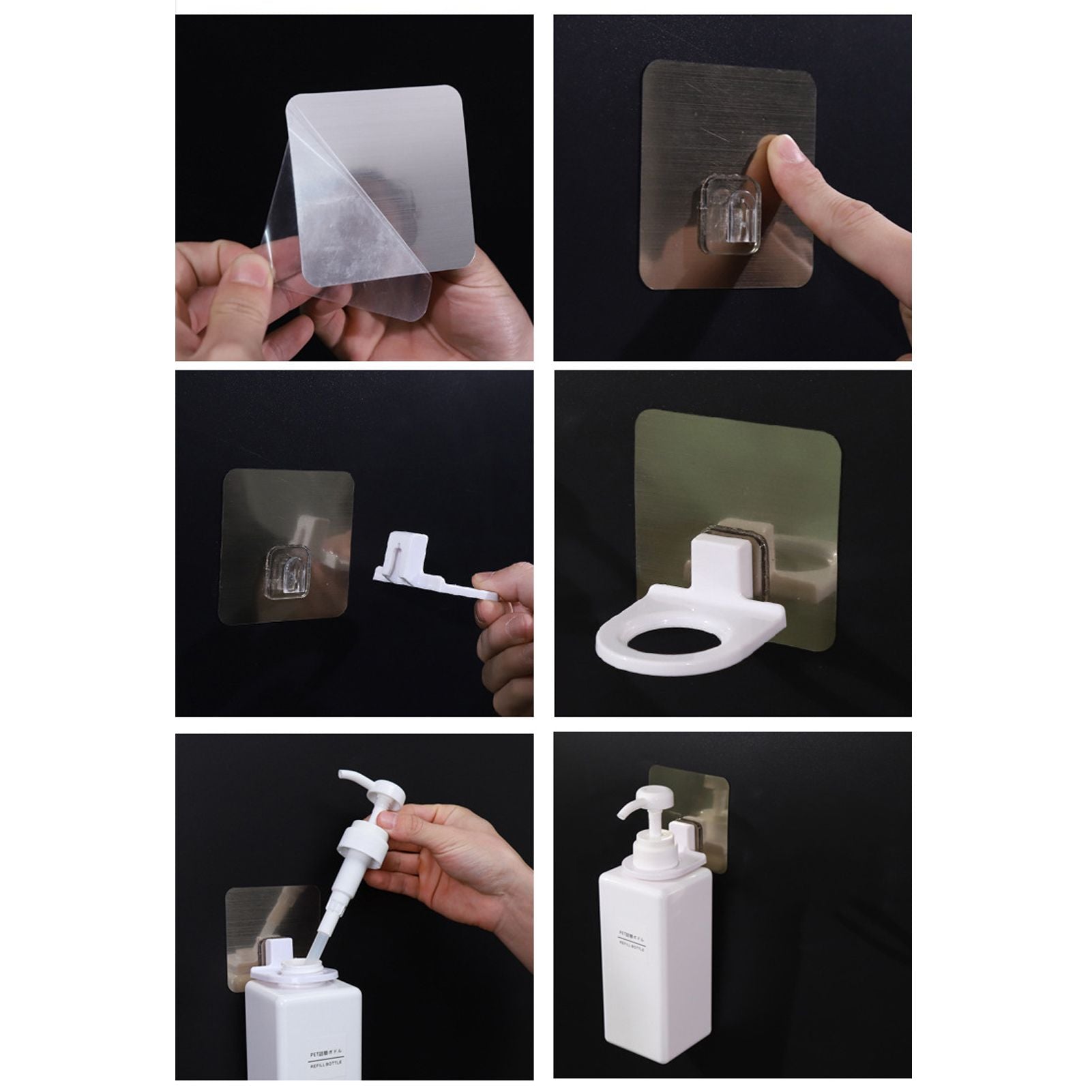 Soap Liquid Hook Self Adhesive Wall Mounted Shower Gel Bottle Rack Shampoo Holder for Bathroom V1294-YM0523-3112220006511