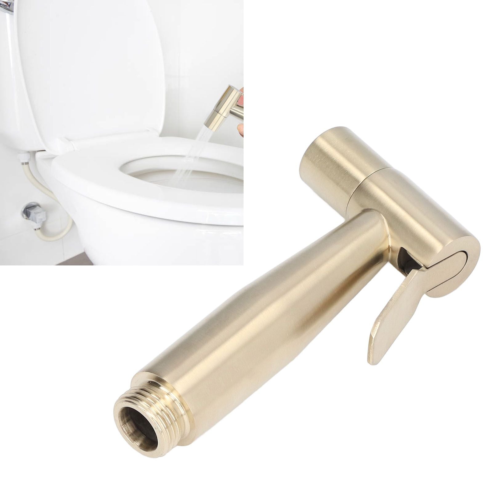 Bidet Sprayer Stainless Steel G1/2 Adjustable Water Pressure Portable Space Saving Easy Installation Handheld V1294-YM0523-3112220007412