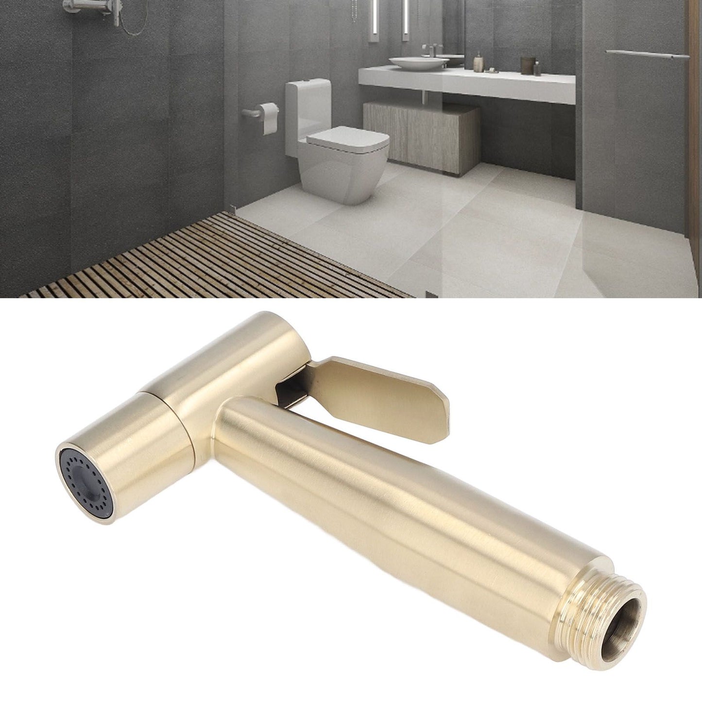 Bidet Sprayer Stainless Steel G1/2 Adjustable Water Pressure Portable Space Saving Easy Installation Handheld V1294-YM0523-3112220007412