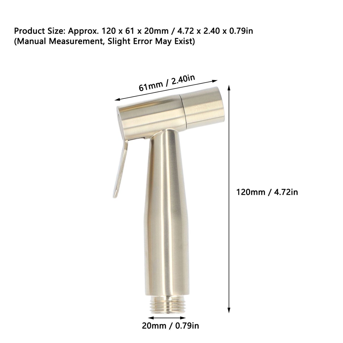 Bidet Sprayer Stainless Steel G1/2 Adjustable Water Pressure Portable Space Saving Easy Installation Handheld V1294-YM0523-3112220007412