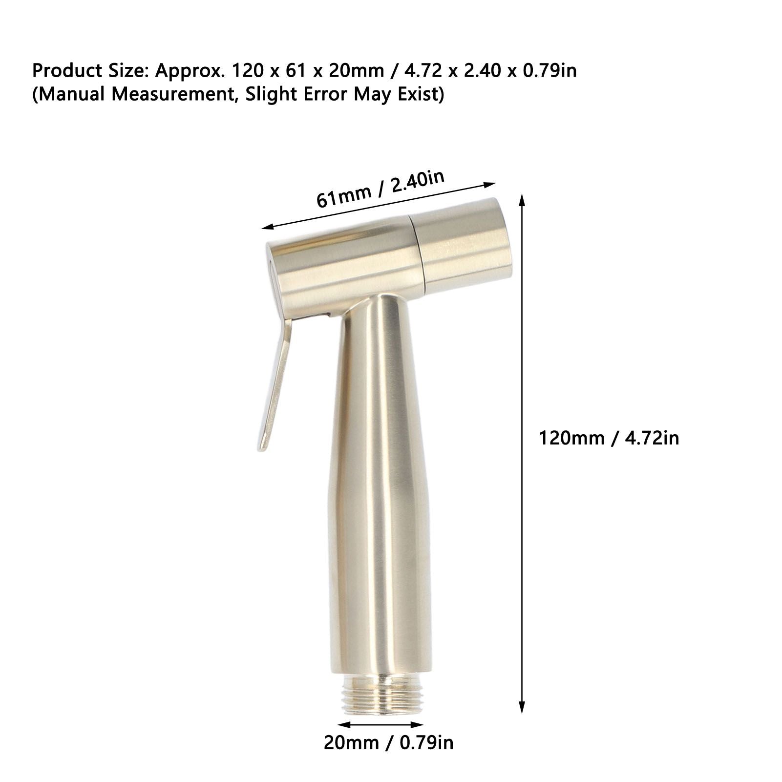 Bidet Sprayer Stainless Steel G1/2 Adjustable Water Pressure Portable Space Saving Easy Installation Handheld V1294-YM0523-3112220007412