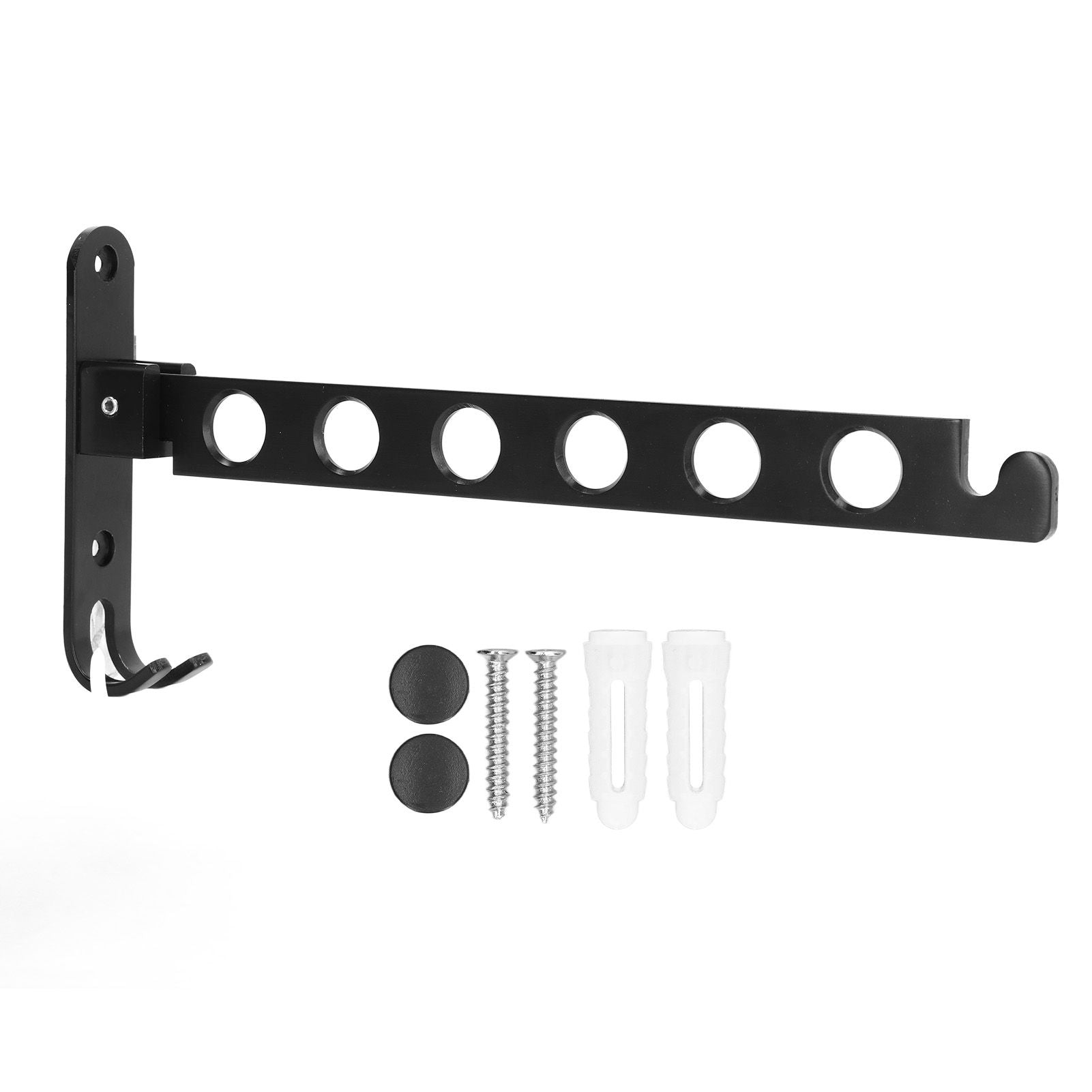 Folding Clothes Hanger Space Saving 90 degrees Collapsible Laundry Drying Rack with 6 Holes Black V1294-YM0523-3112220008311