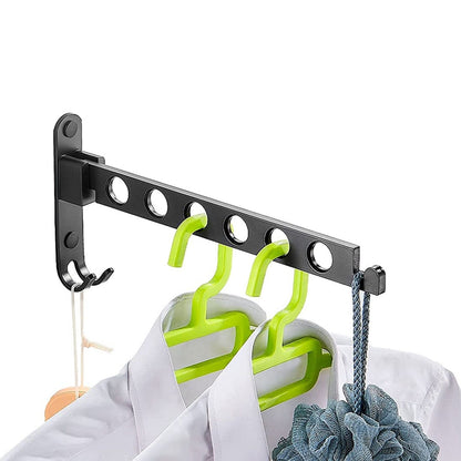 Folding Clothes Hanger Space Saving 90 degrees Collapsible Laundry Drying Rack with 6 Holes Black V1294-YM0523-3112220008311