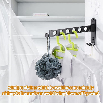 Folding Clothes Hanger Space Saving 90 degrees Collapsible Laundry Drying Rack with 6 Holes Black V1294-YM0523-3112220008311