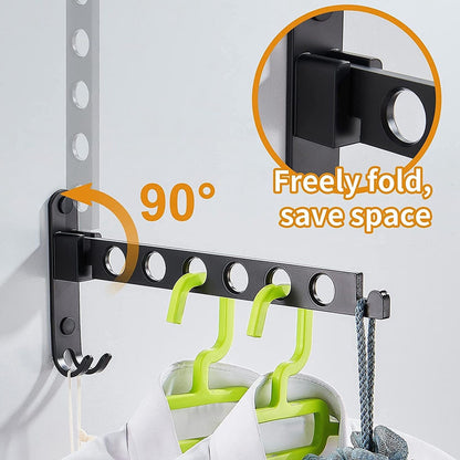 Folding Clothes Hanger Space Saving 90 degrees Collapsible Laundry Drying Rack with 6 Holes Black V1294-YM0523-3112220008311