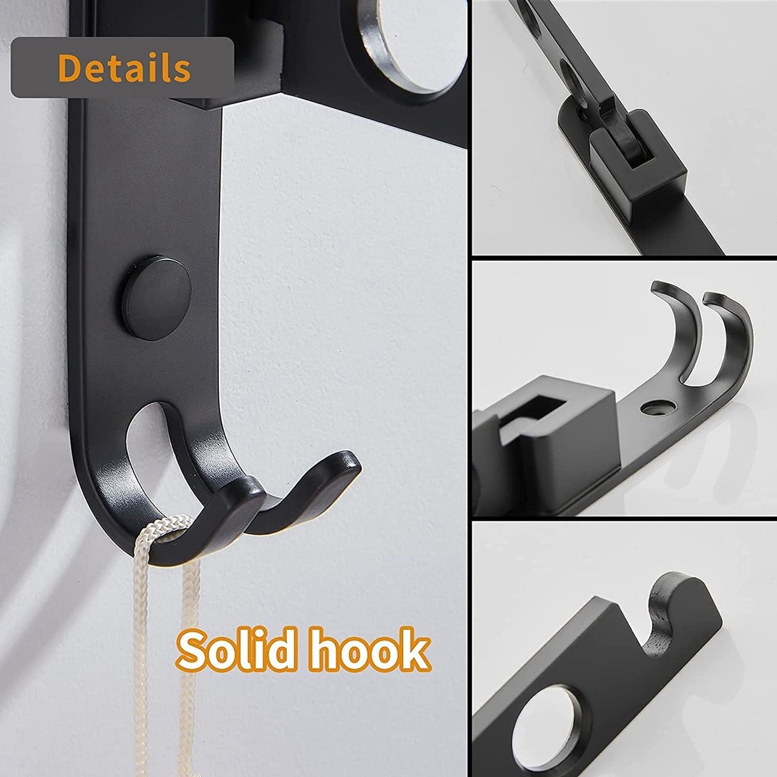 Folding Clothes Hanger Space Saving 90 degrees Collapsible Laundry Drying Rack with 6 Holes Black V1294-YM0523-3112220008311