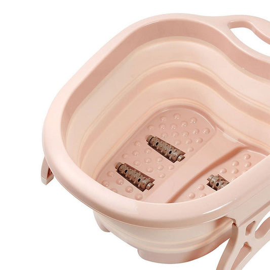 Foot Soaking Bath Basin Foldable Portable Roller Design SPA Massage Bucket for Relieving Feet Pain AchesPink V1294-YM0523-3112220008611
