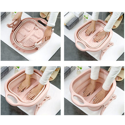 Foot Soaking Bath Basin Foldable Portable Roller Design SPA Massage Bucket for Relieving Feet Pain AchesPink V1294-YM0523-3112220008611