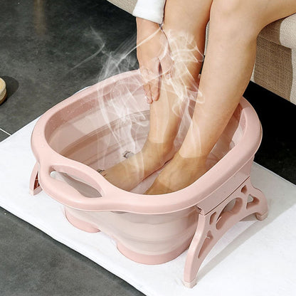 Foot Soaking Bath Basin Foldable Portable Roller Design SPA Massage Bucket for Relieving Feet Pain AchesPink V1294-YM0523-3112220008611
