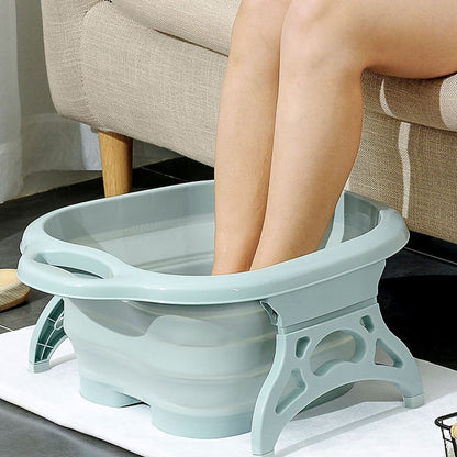 Foot Soaking Bath Basin Foldable Portable Roller Design SPA Massage Bucket for Relieving Feet Pain AchesGreen V1294-YM0523-3112220008613