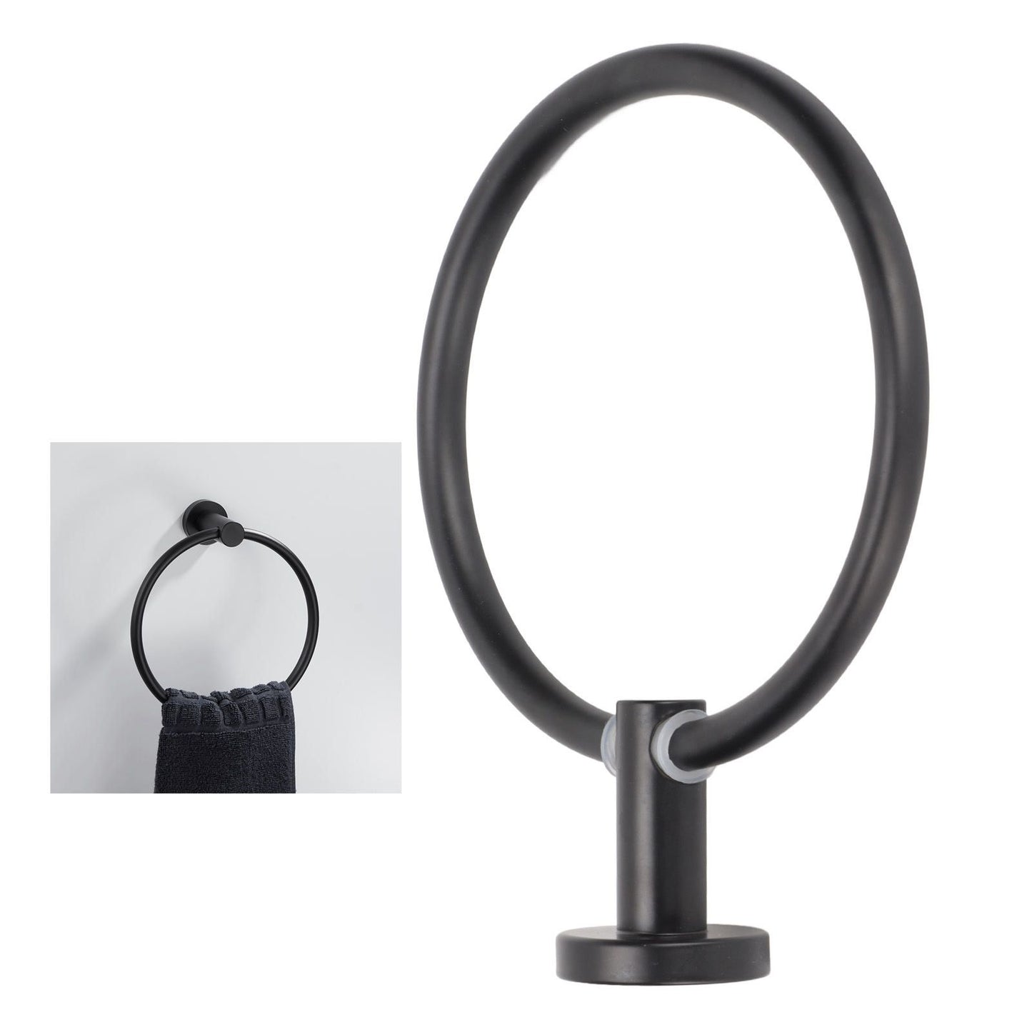 Towel Ring Space Aluminum Modern Round Hand Towel Holder Bath Hardware for Balcony HotelBlack V1294-YM0523-3112220009511