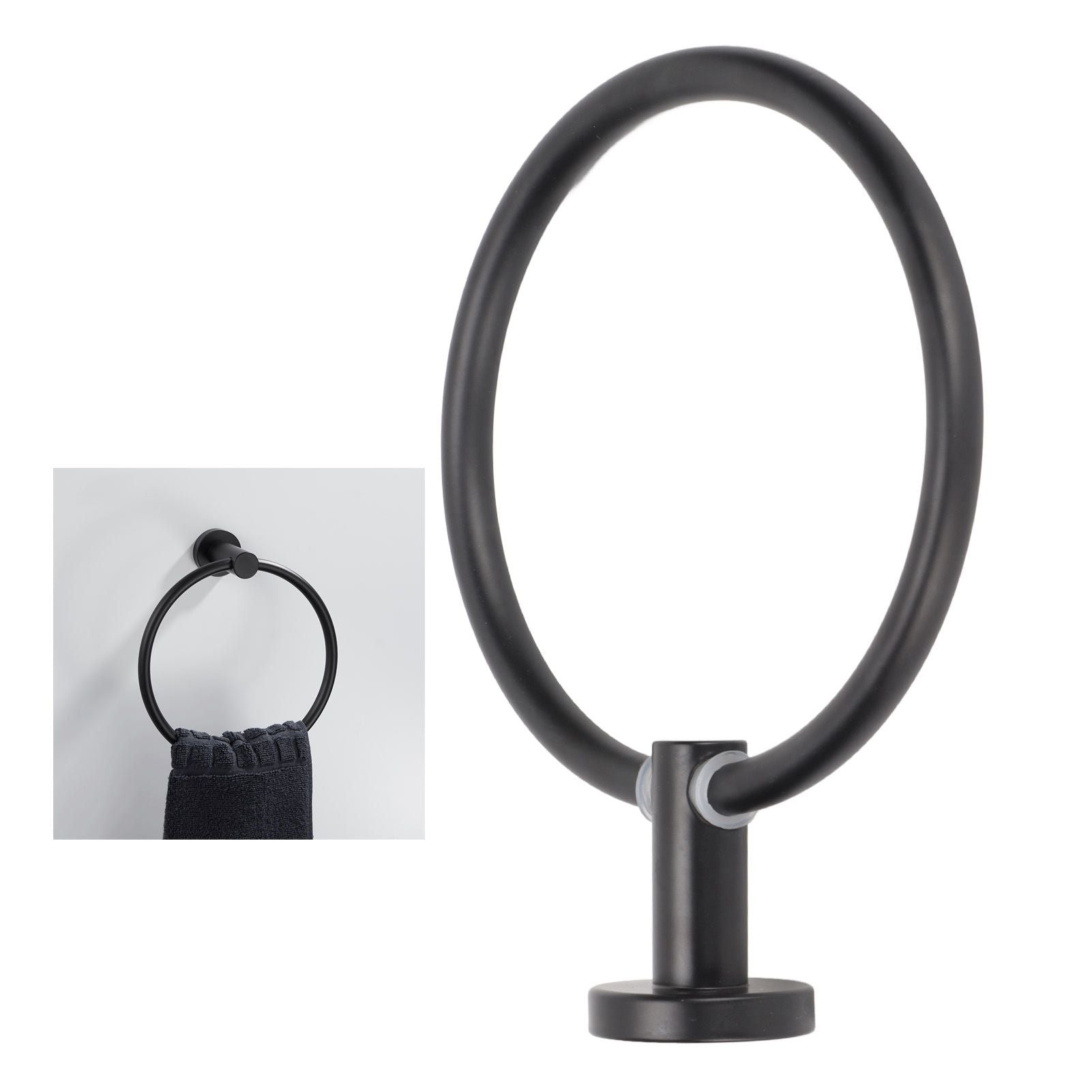 Towel Ring Space Aluminum Modern Round Hand Towel Holder Bath Hardware for Balcony HotelBlack V1294-YM0523-3112220009511