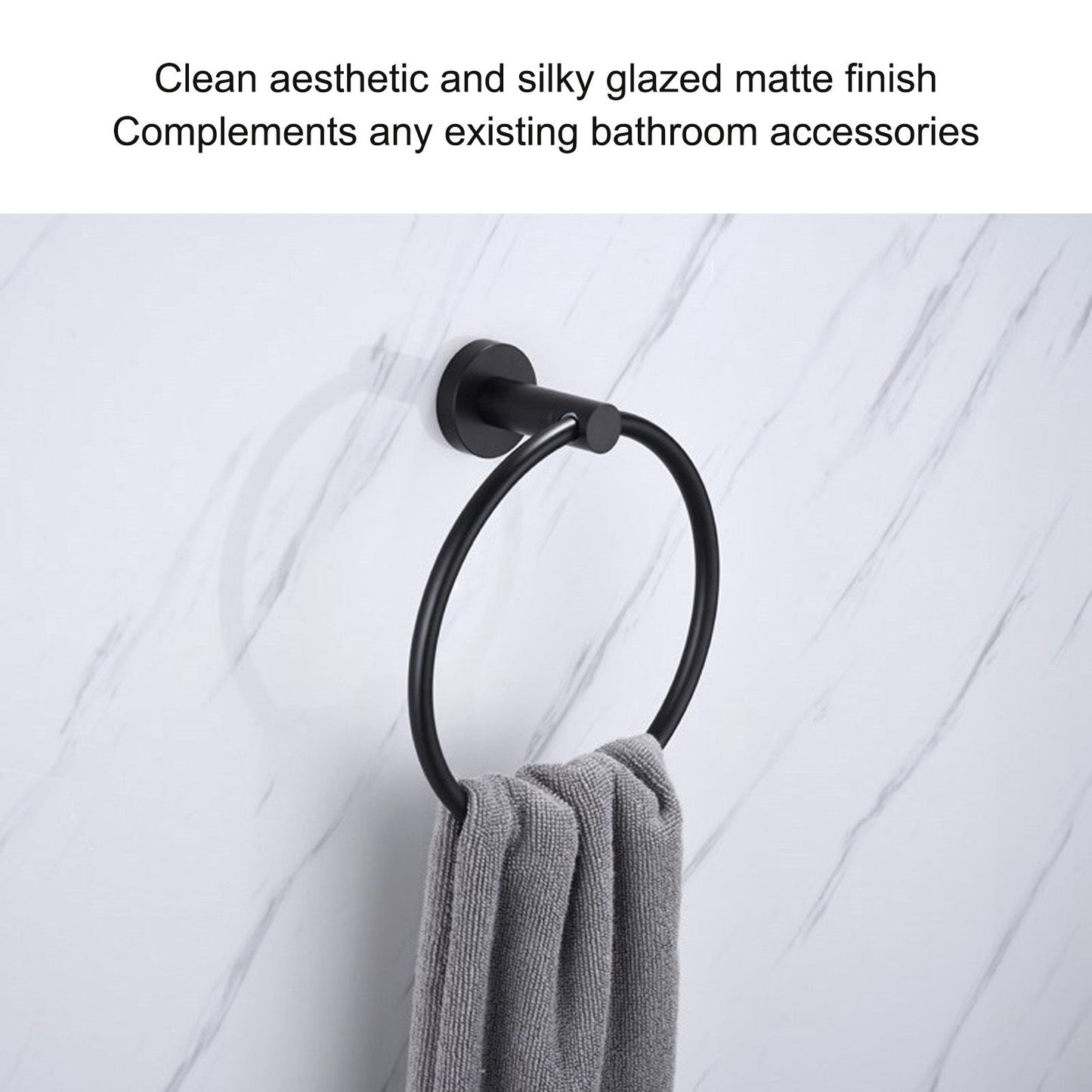 Towel Ring Space Aluminum Modern Round Hand Towel Holder Bath Hardware for Balcony HotelBlack V1294-YM0523-3112220009511