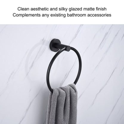 Towel Ring Space Aluminum Modern Round Hand Towel Holder Bath Hardware for Balcony HotelBlack V1294-YM0523-3112220009511