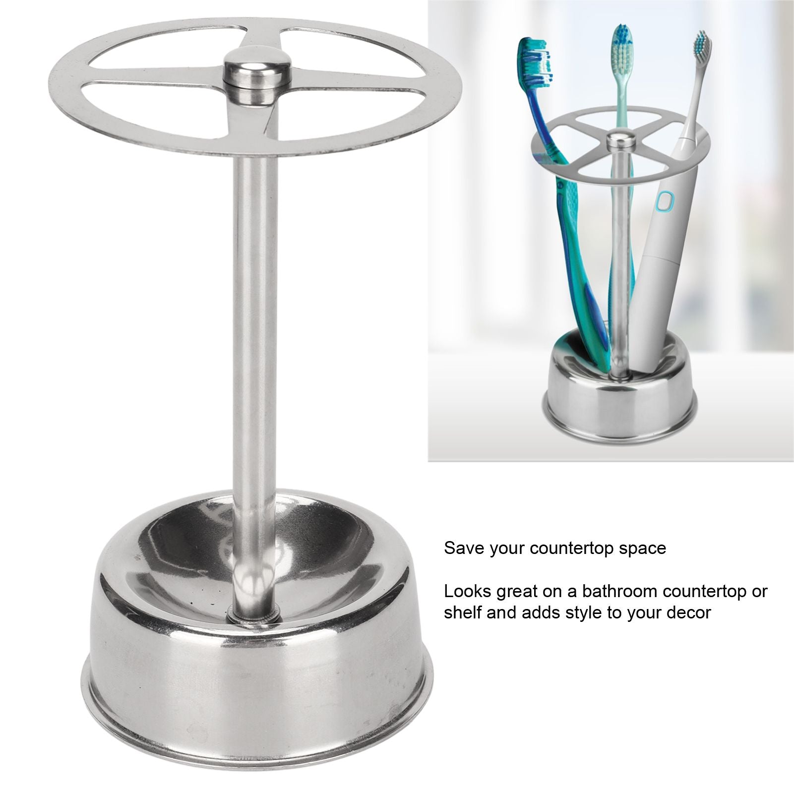 Stainless Steel Toothbrush Holder Organizer Toothpaste Stand Bathroom Organizer Freestand for Makeup Tools V1294-YM0523-3112220010011