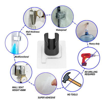 Shower Head Holder Bracket Strong Adhesive Waterproof Punch Free ABS for Bathroom V1294-YM0523-3112220010411