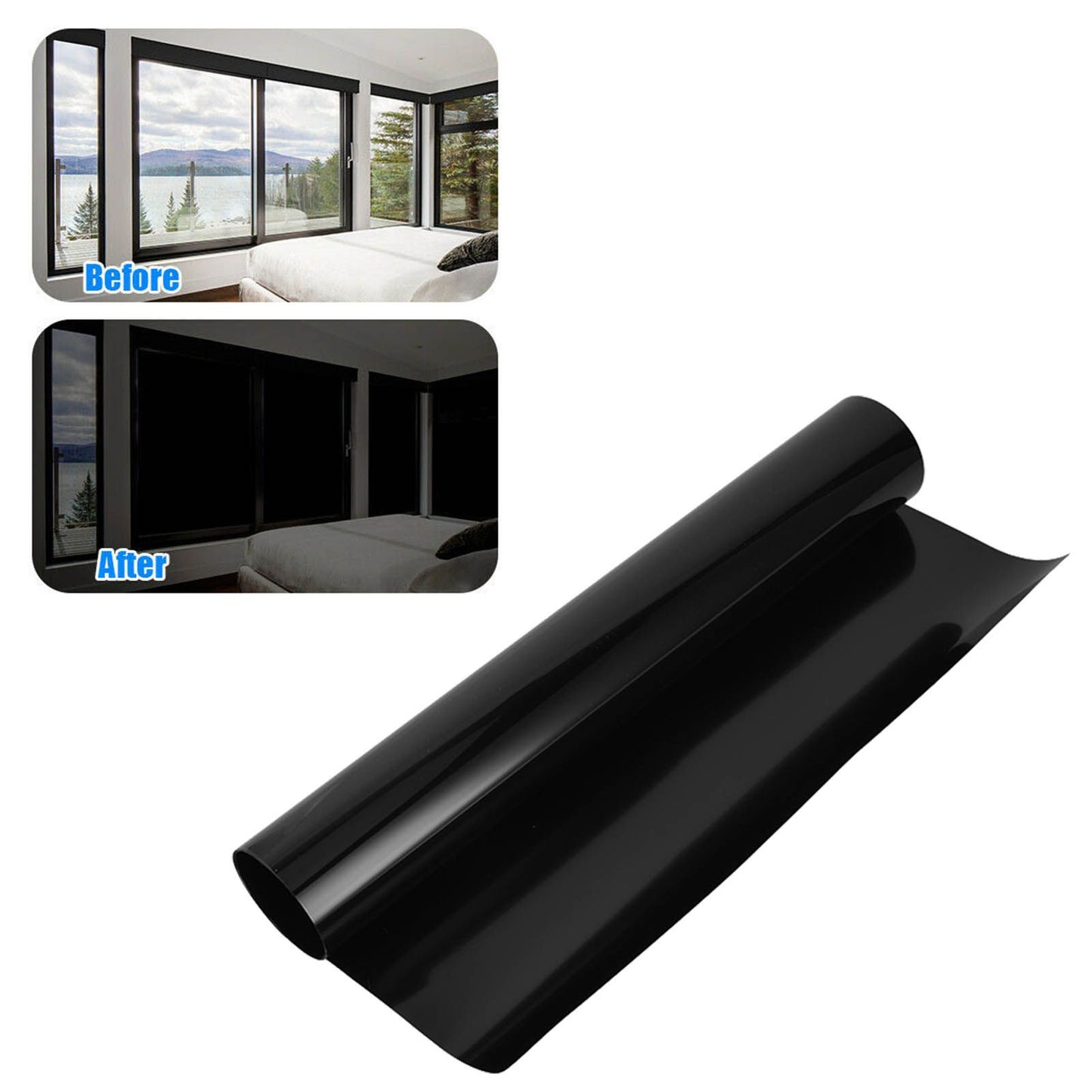 Full Blackout Window Film 100% Light Blocking Static Cling Total Blackout Window Film V1294-YM0523-3112220010711