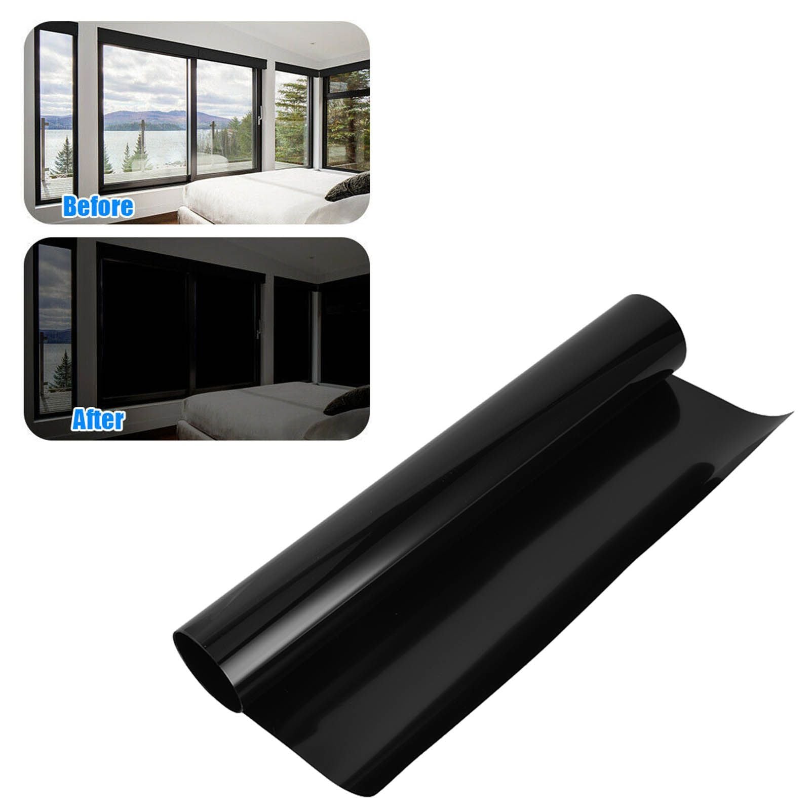 Full Blackout Window Film 100% Light Blocking Static Cling Total Blackout Window Film V1294-YM0523-3112220010711