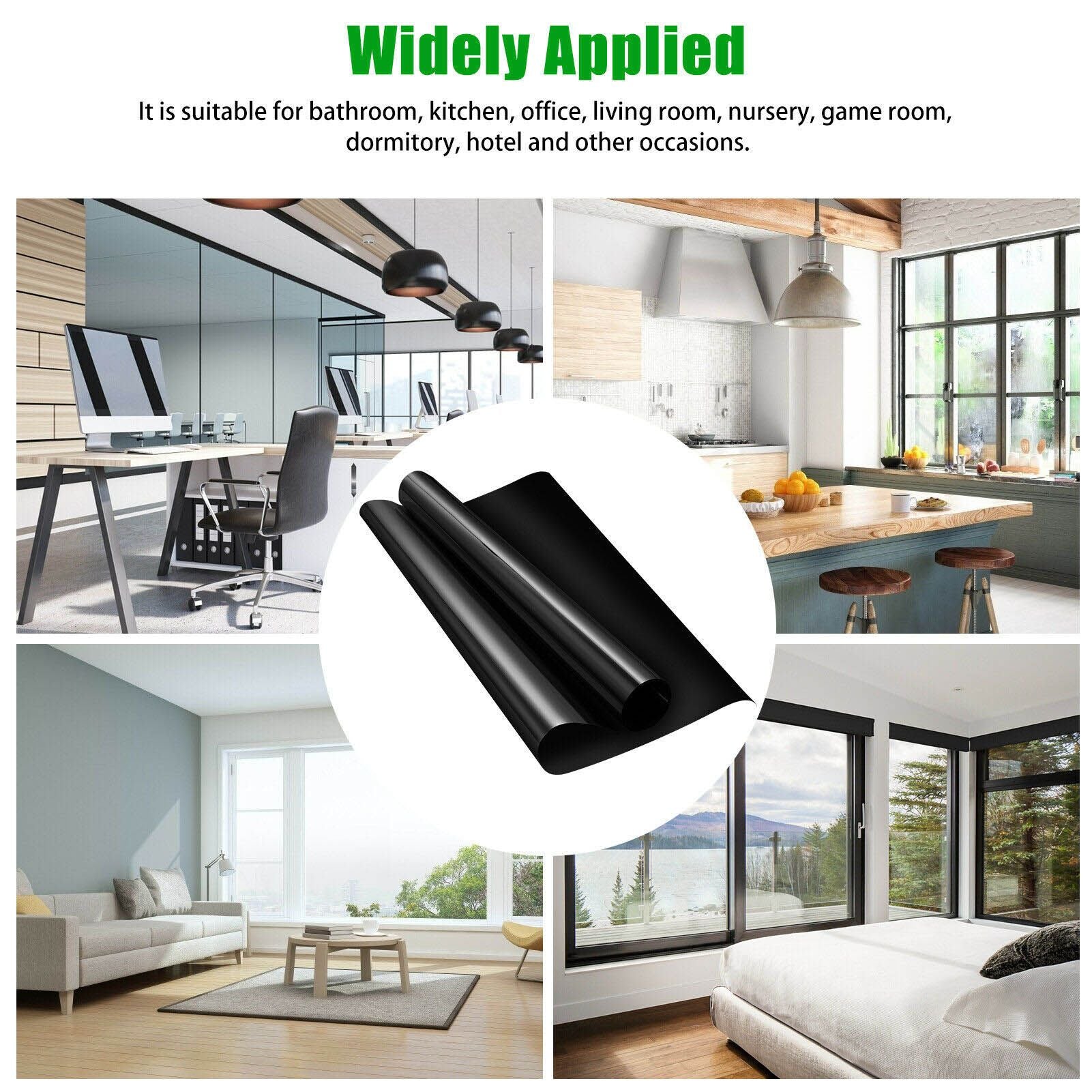 Full Blackout Window Film 100% Light Blocking Static Cling Total Blackout Window Film V1294-YM0523-3112220010711