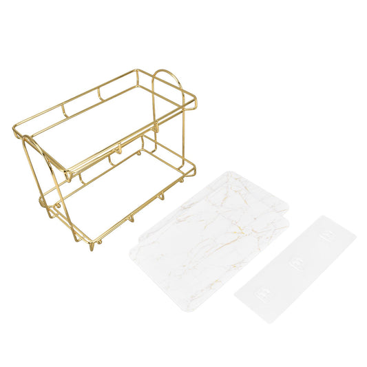 Bathroom Countertop Rack Large Capacity 2 Tiers Gold Bathroom Countertop Rack for Home Hotel V1294-YM0523-3112220011911