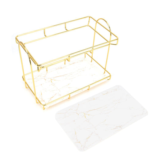 Bathroom Countertop Rack Large Capacity 2 Tiers Gold Bathroom Countertop Rack for Home Hotel V1294-YM0523-3112220011911